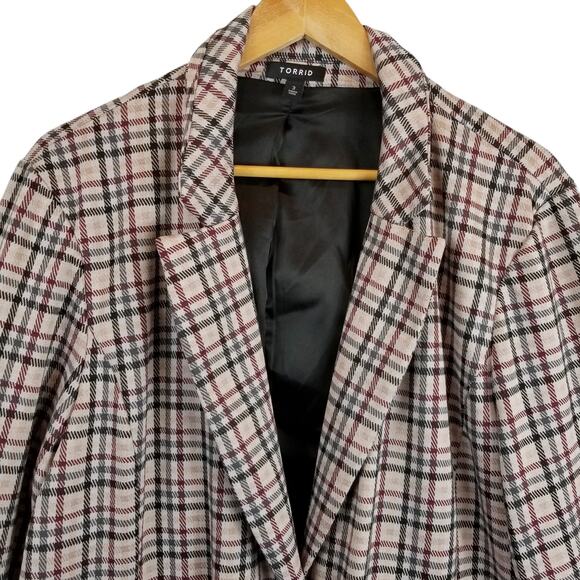 Torrid Women's Double Knit Multi Plaid Blazer Size 3X - Picture 6 of 12
